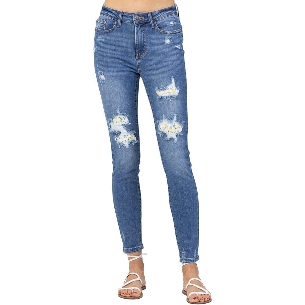 Judy Blue Skinny Lemon Patch Jeans high waisted SKINNY Size 5 /‎ 27  NEW